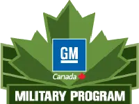 Green maple leaf logo featuring "GM Canada Military Program" text.