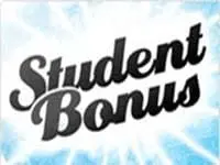 "Student Bonus" text with a vibrant blue and white background.