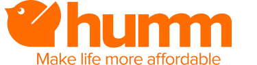 Humm logo in orange with tagline "Make life more affordable" in gray text.