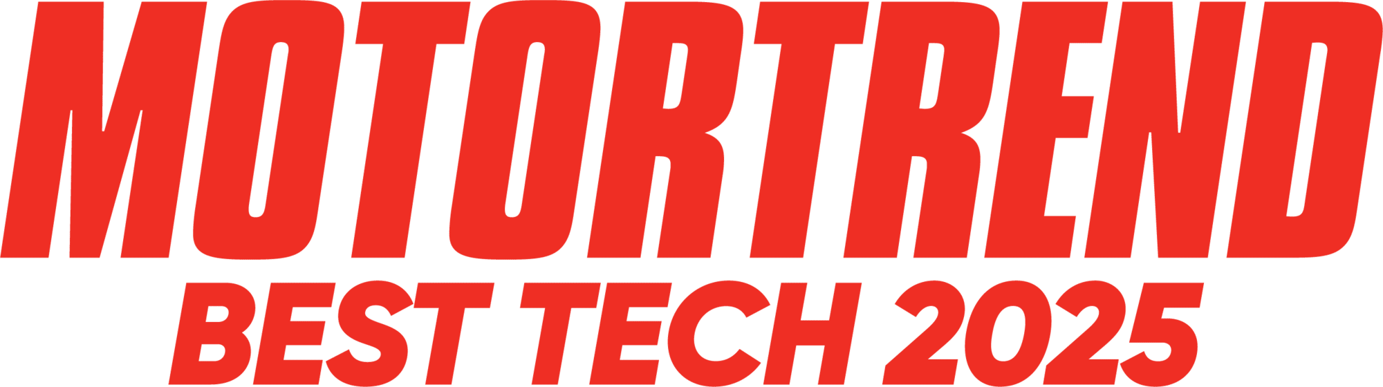 "MotorTrend Best Tech 2025" in bold red text on a white background.