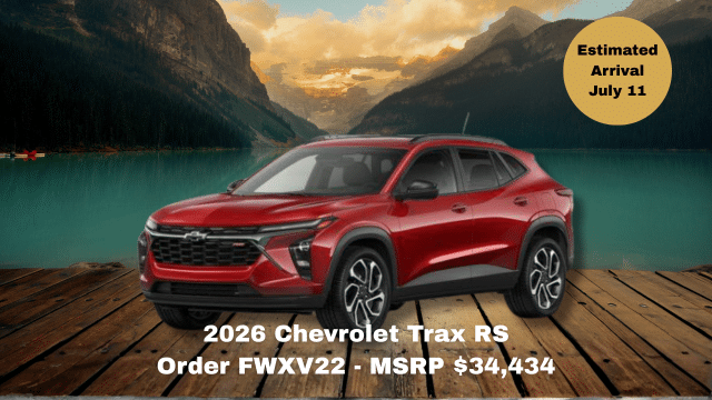 2026 Chevrolet Silverado 1500 RST truck on road, MSRP $86,513, arrival June 30.